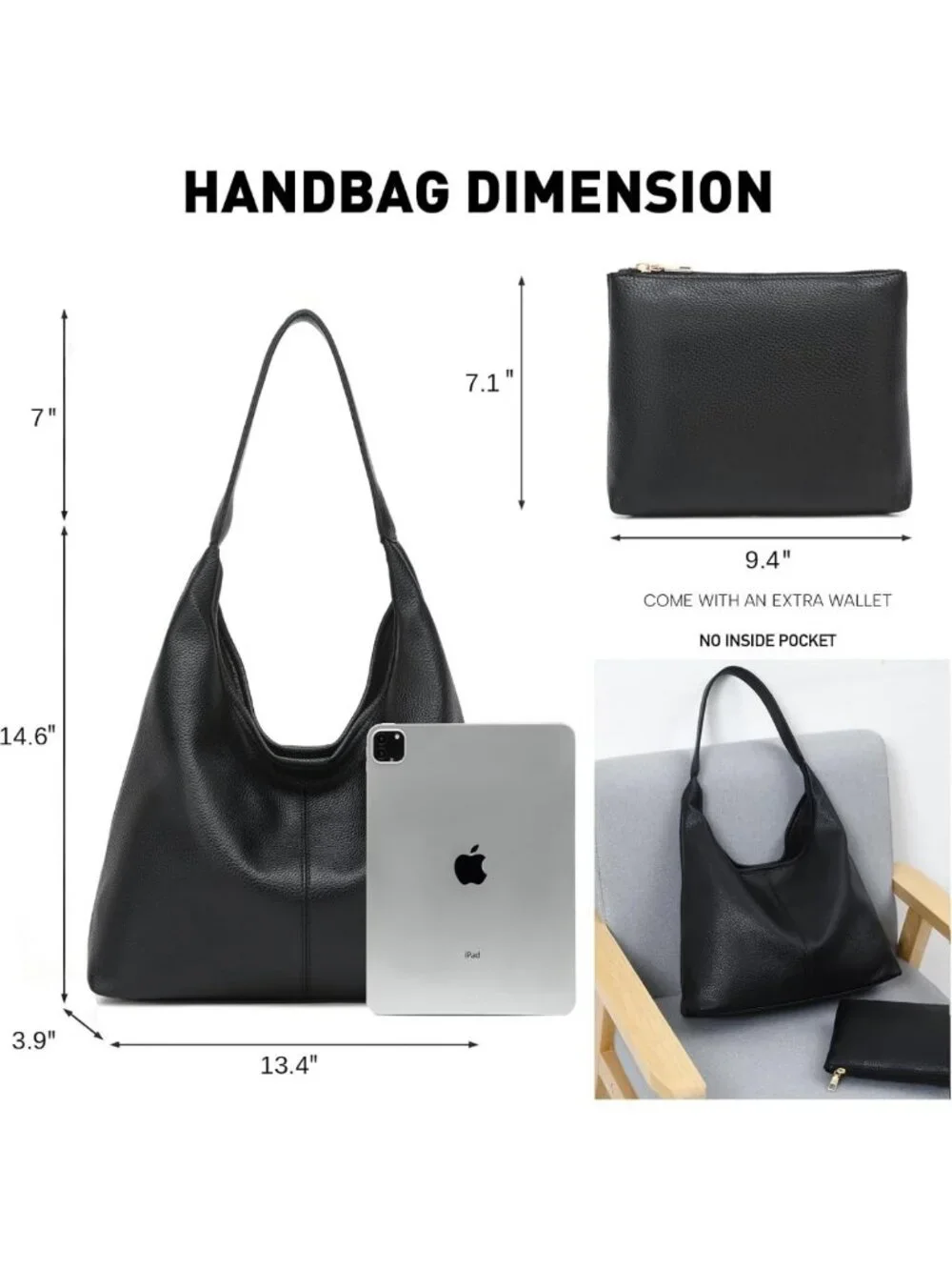 Soft Slouchy Hobo Bag for Women | Casual PU Leather Tote Purse for Work & Travel